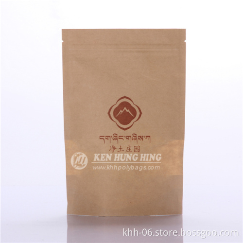 Hot Selling High Quality Stand up Zipper Kraft Paper Bags with Window for Tea